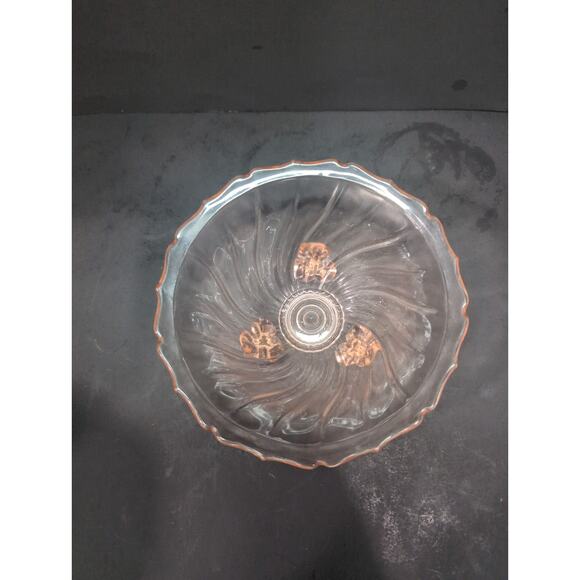 Jeannette Pink Depression Glass Pedestal Bowl, Petal Swirl Candy Dish, Vintage‎ - Picture 2 of 9